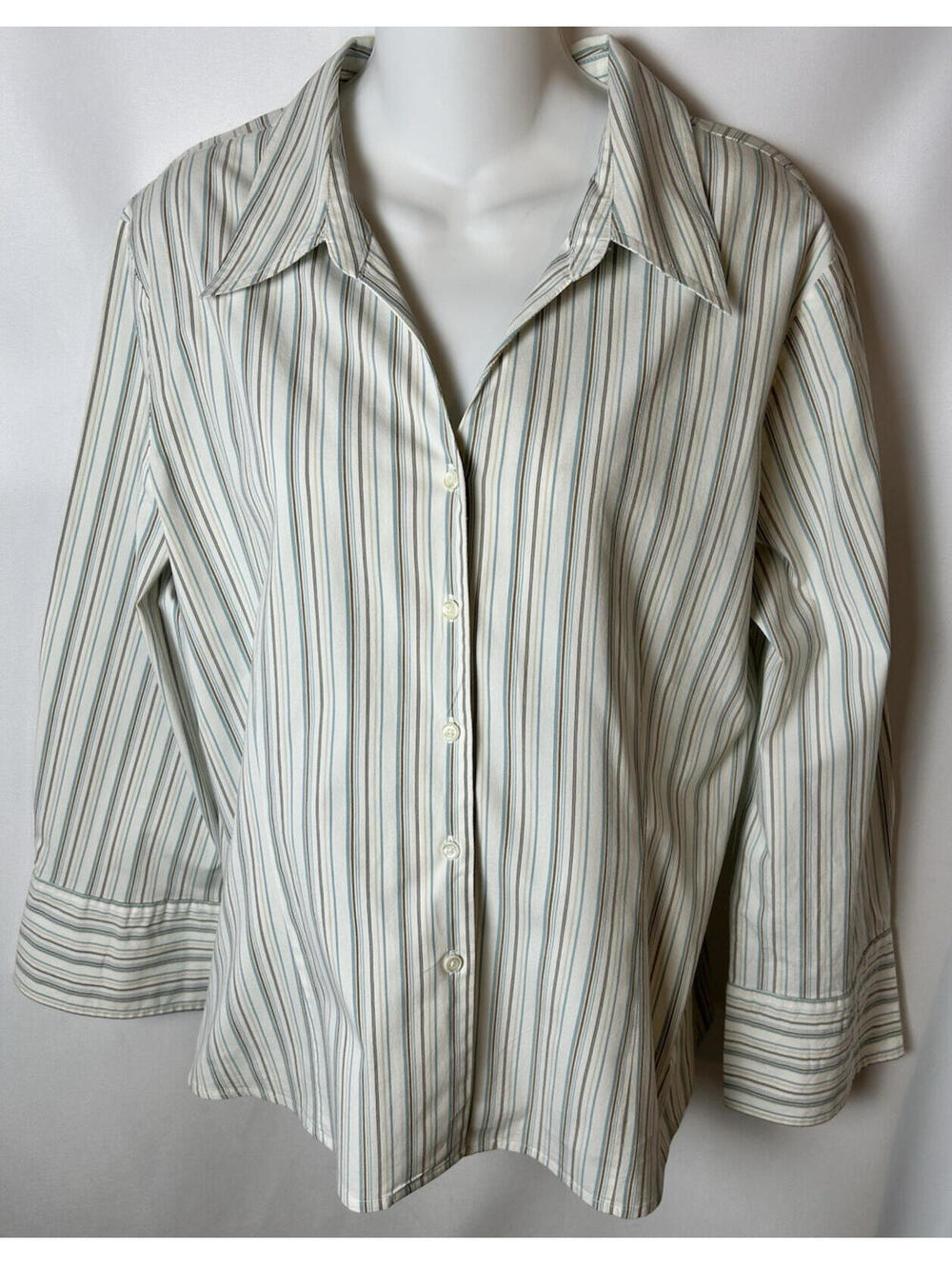 Merona Striped Long Sleeve Button-up Blouse   Size XL